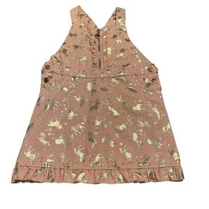 Girls Dress Overall Pink Gold Unicorns Ruffle Trim‎ Details Cute Fun